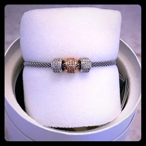 Brand New Rose and Silver Tone Mesh Bracelet.